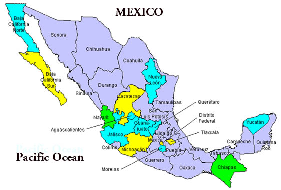 blank map of mexico states. 2011 Map of Mexico map of